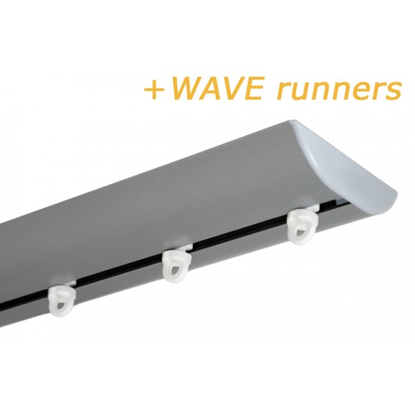 GORDIJNRAILS DS XL ZILVER + WAVE GLIJDERS